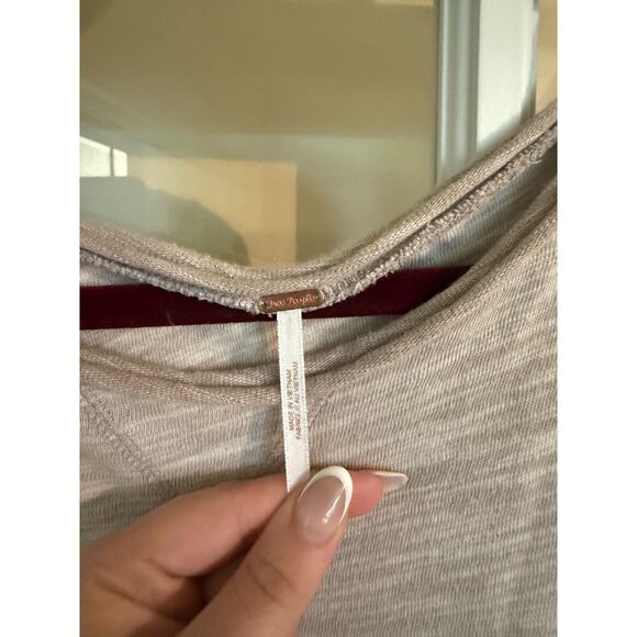 Free People Oversized Light Gray Tunic Long Sleeve Small Distressed - Picture 4 of 5